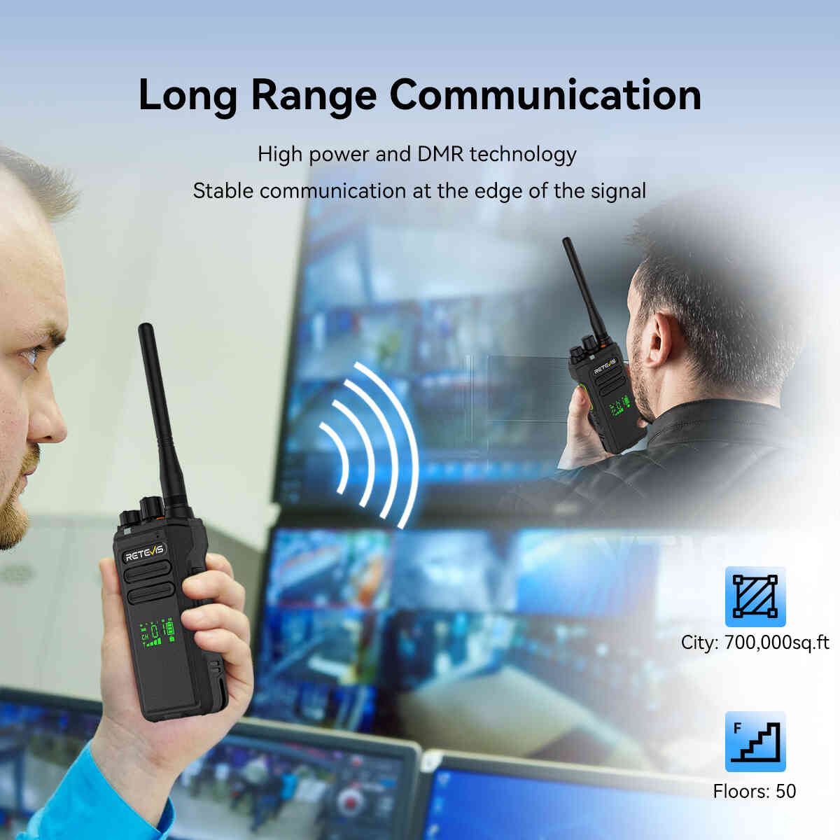 Radio professionnelle Retevis NR30D longue distance pack de 8