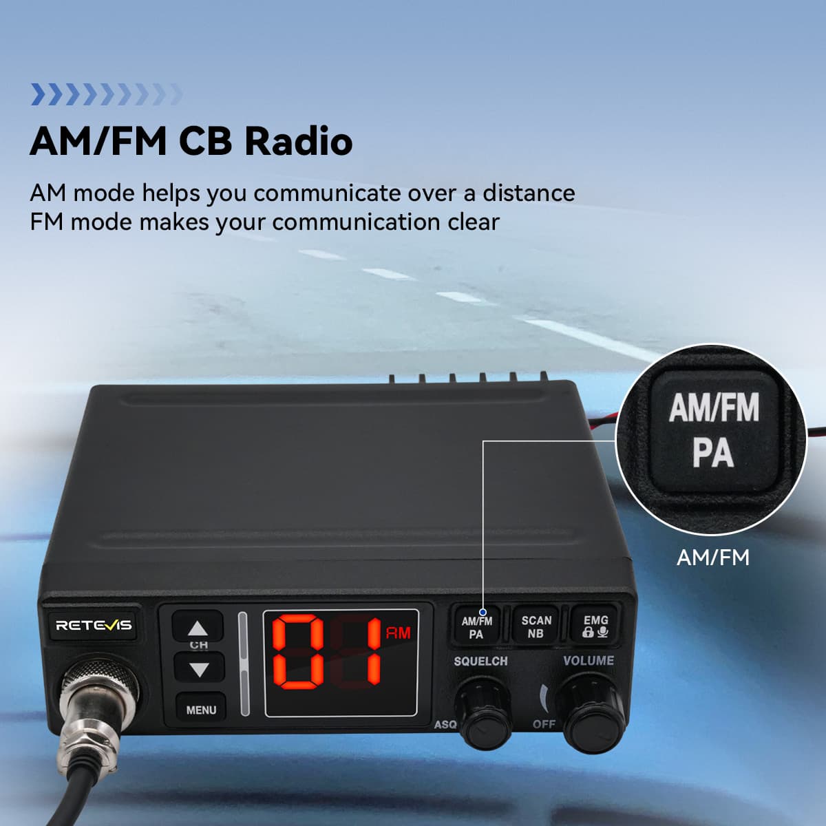 Radio CB AM/FM bimode MB63A Retevis