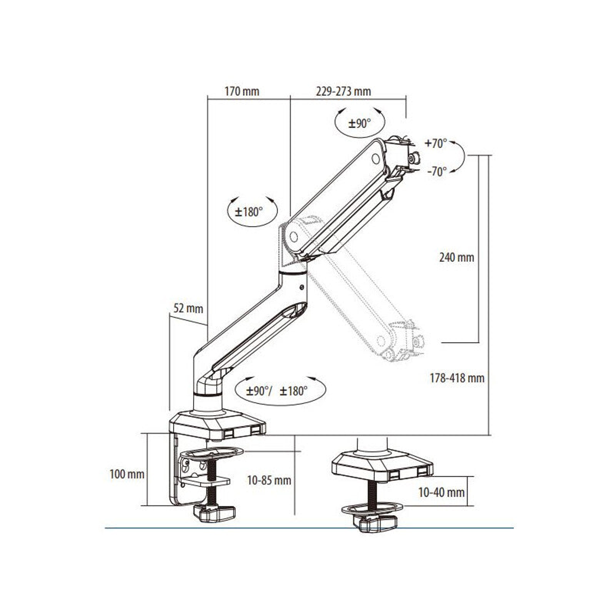 Statif de microscope à bras articulé pour surface plane - Euromex