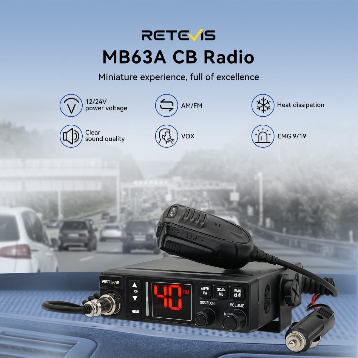 Radio CB AM/FM bimode MB63A Retevis