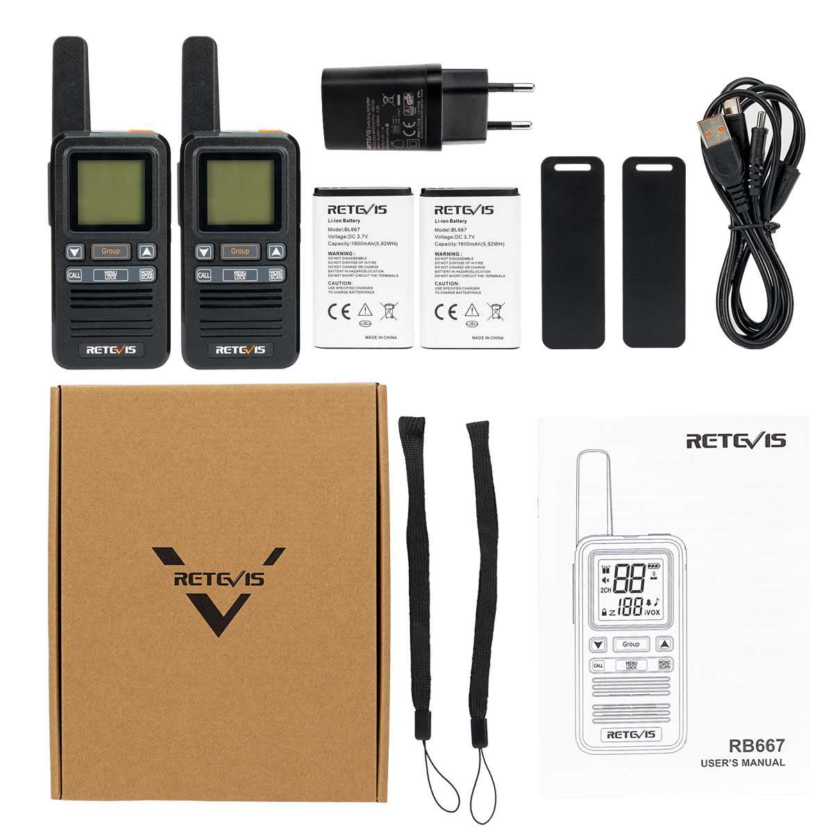 Talkie-walkie PMR446 RB667 avec appel de groupe - Retevis