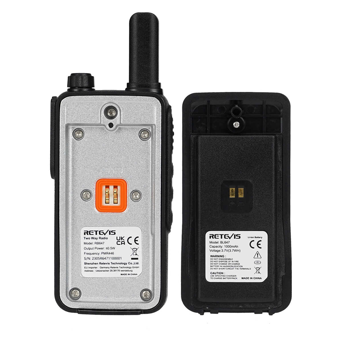Radio portable PMR446 ultra-mince étanche IP67 Retevis RB647