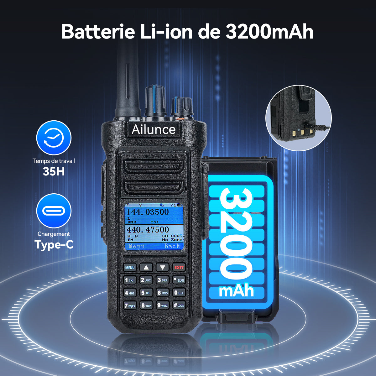 Radio DMR bibande étanche Retevis Ailunce HD2 10 W