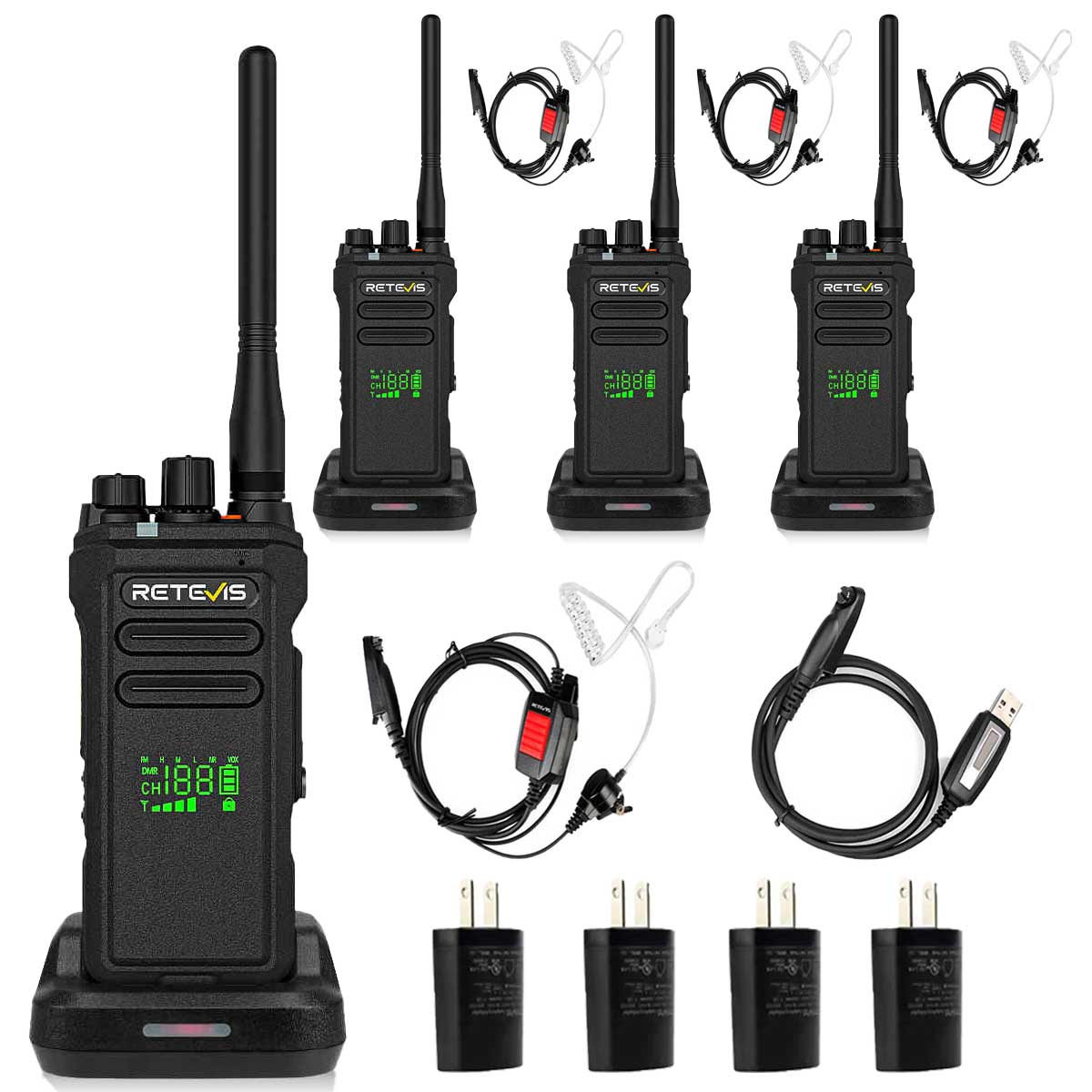 Talkie-walkie Retevis NR30D longue portée, lot de 4
