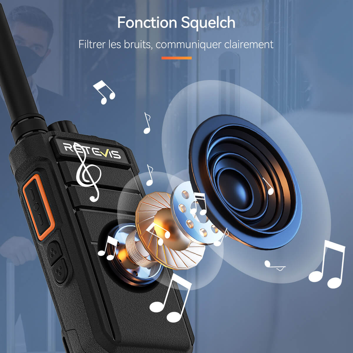 Radio portable UHF 3W RB626H avec écran caché Retevis