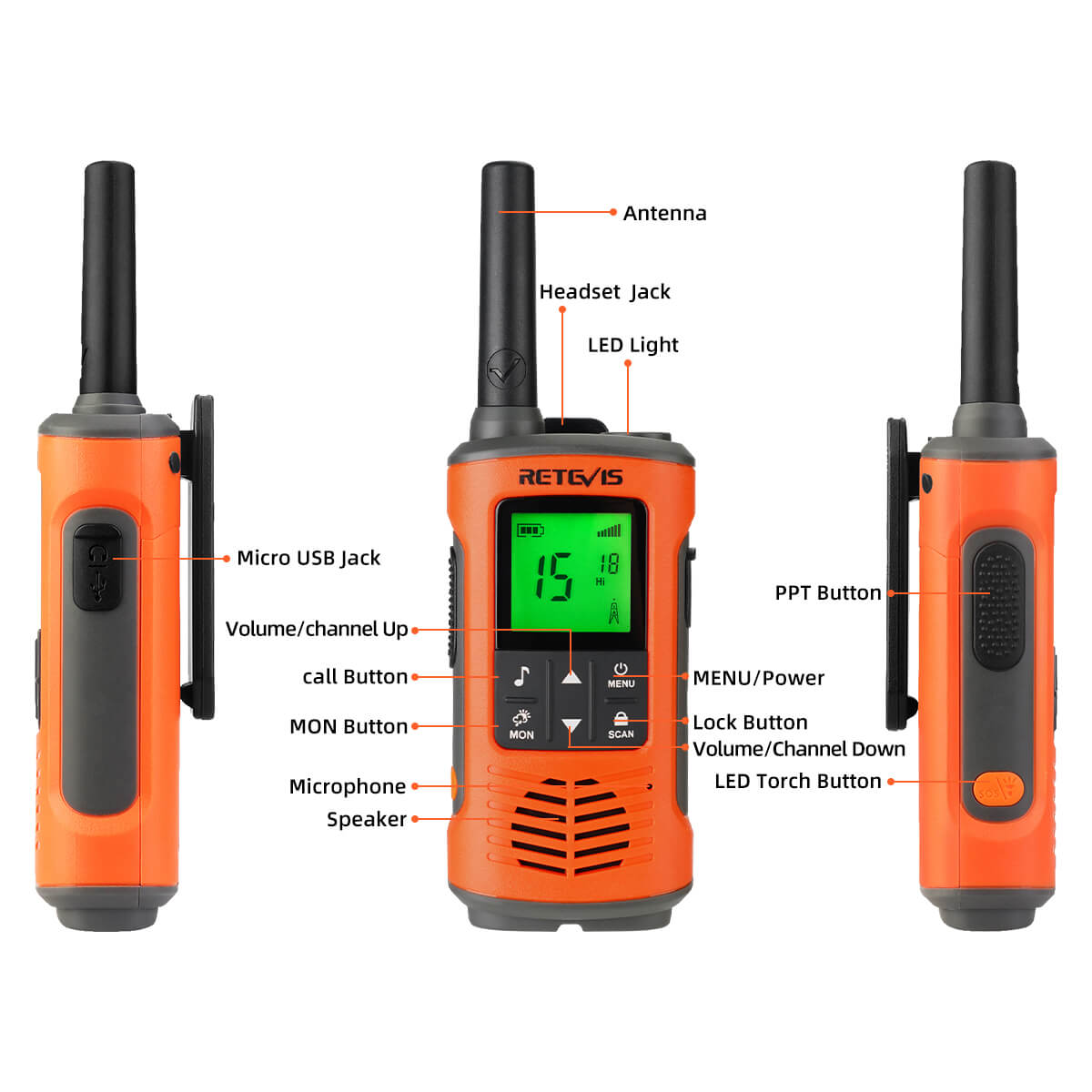 Talkie-walkie PMR446 étanche Retevis RT45P (lot de 2)