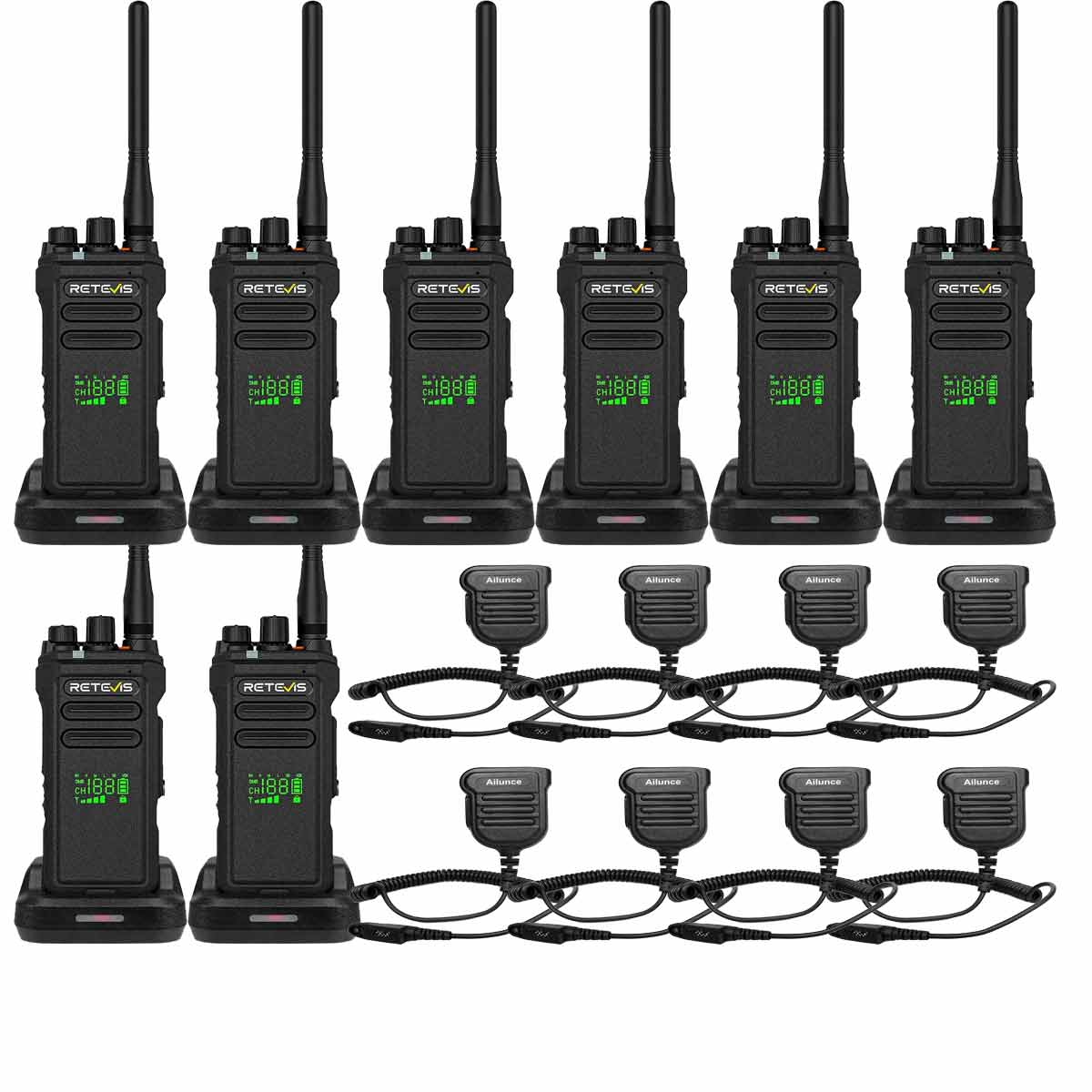Radio professionnelle Retevis NR30D longue distance pack de 8
