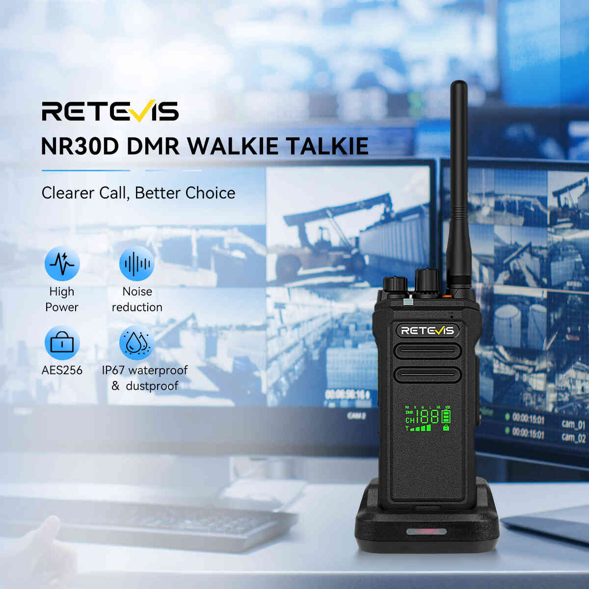 Radio bidirectionnelle numérique DMR NR30D avec casque antibruit - Retevis (lot de 10)
