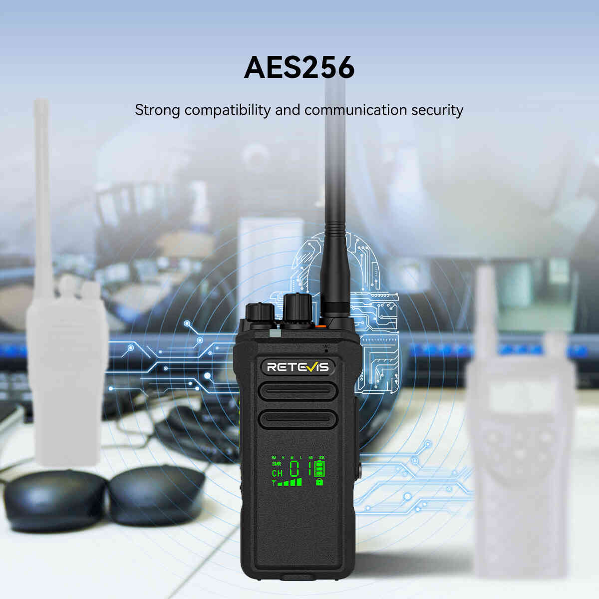 Radio bidirectionnelle numérique DMR NR30D avec casque antibruit - Retevis (lot de 10)