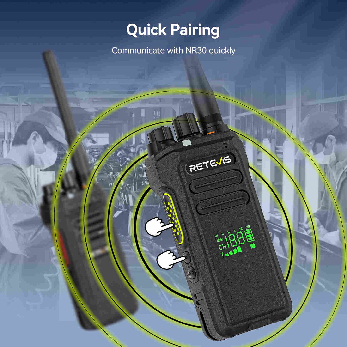Radio DMR Retevis NR30D longue distance avec batterie de secours