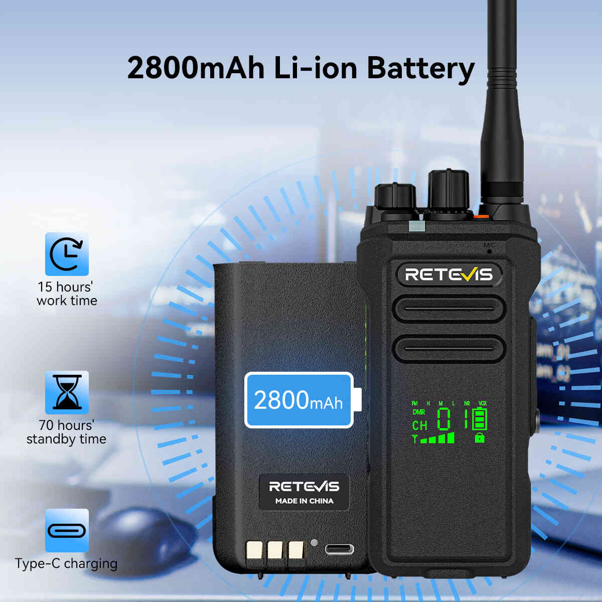 Radio bidirectionnelle numérique DMR NR30D avec casque antibruit - Retevis (lot de 10)
