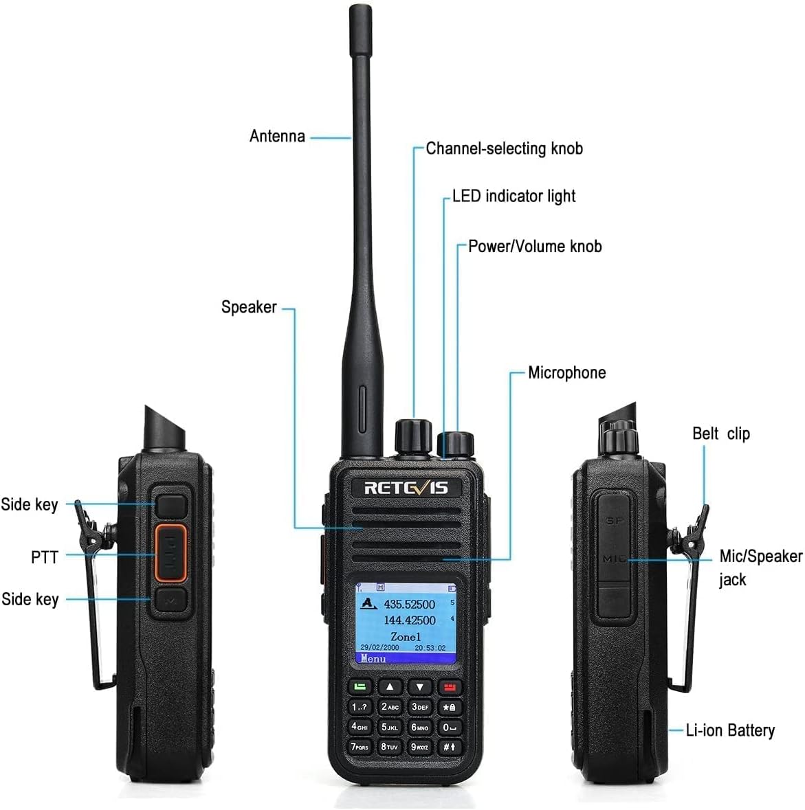 Radio DMR bibande UHF VHF RT3S 3000 canaux Retevis