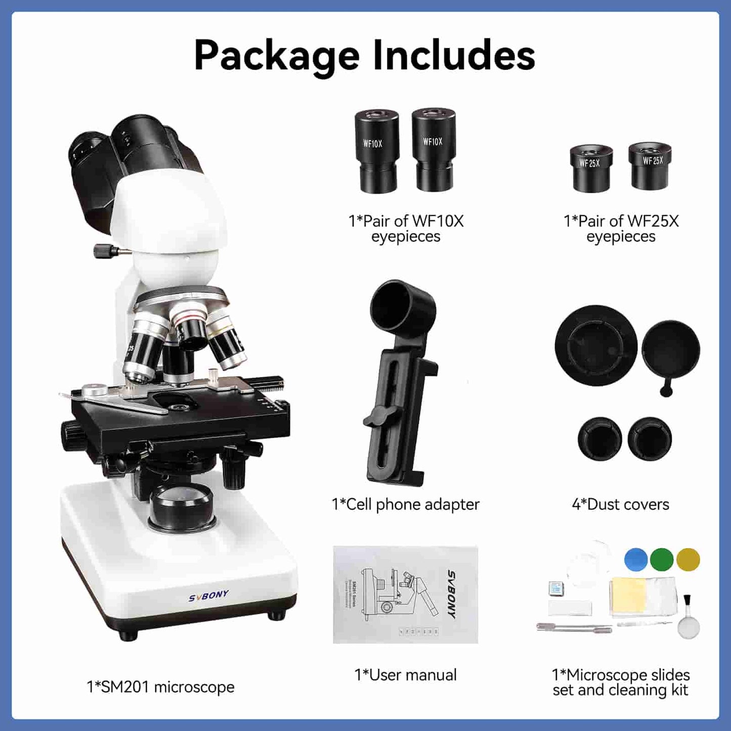 Microscope binoculaire de laboratoire SVBONY SM201 pour exploration en nature