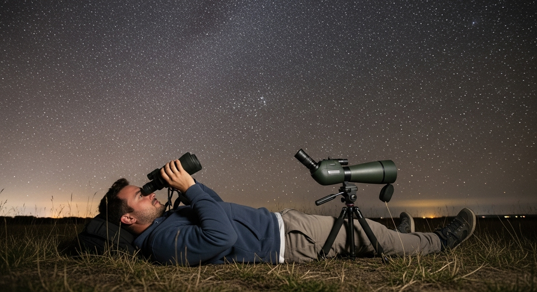 Illustration pour l'article: Observer les étoiles filantes en été : jumelles astronomiques vs longue-vue