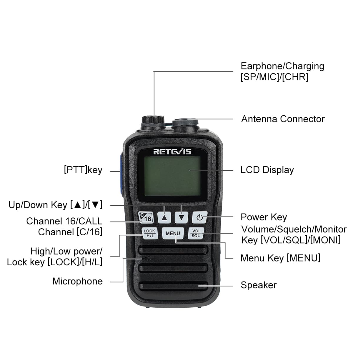 Radio marine étanche Retevis RM01 IP67 VHF