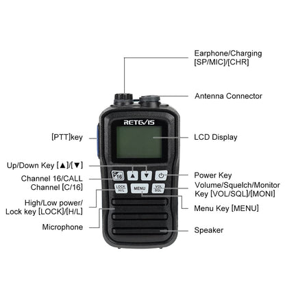 Radio marine étanche Retevis RM01 IP67 VHF