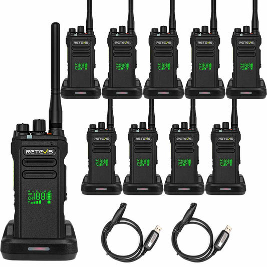 Radio bidirectionnelle numérique DMR NR30D avec casque antibruit - Retevis (lot de 10)