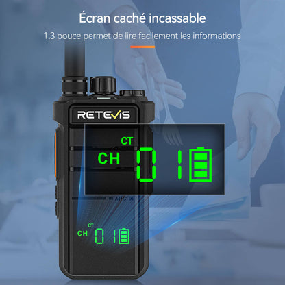 Radio portable UHF 3W RB626H avec écran caché Retevis