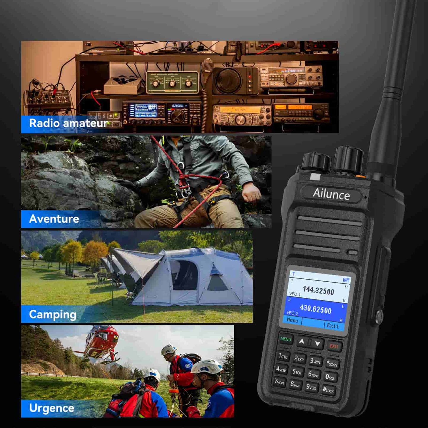 Radio bidirectionnelle double bande étanche IP67 Retevis Ailunce HA1UV