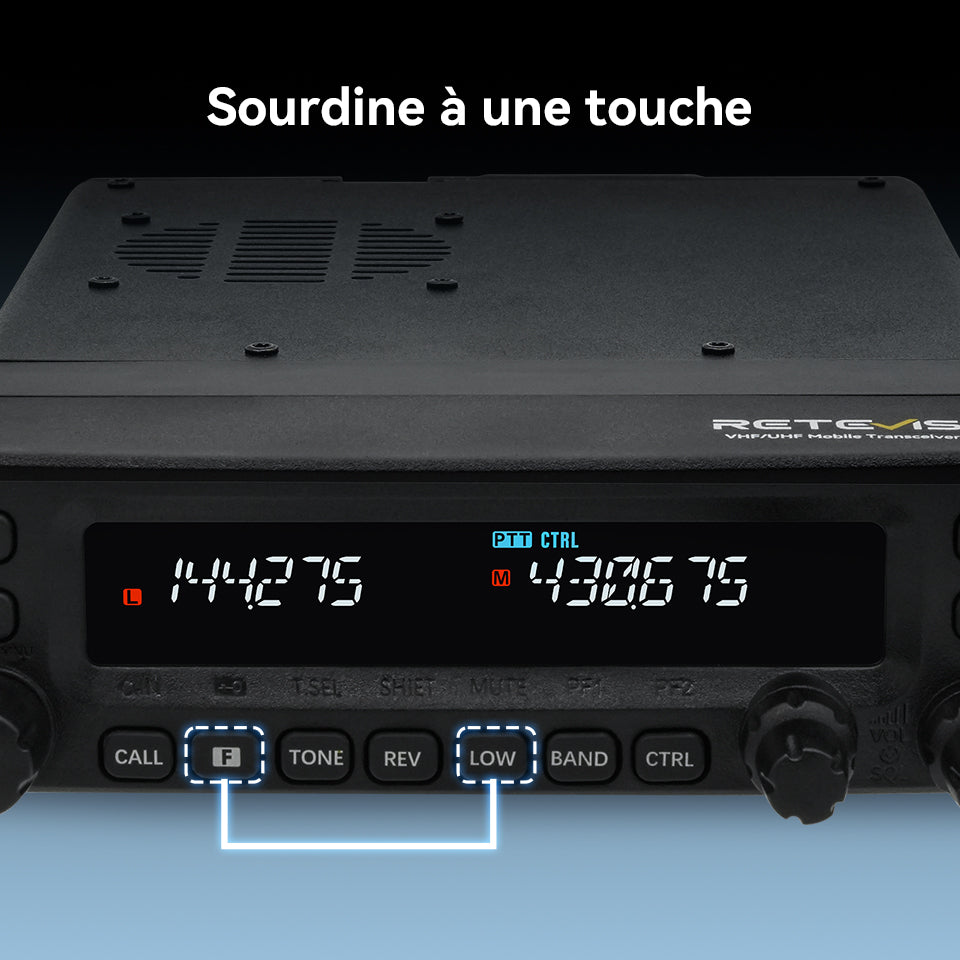 Radio mobile amateur Retevis MA1 50 W UHF VHF panneau amovible
