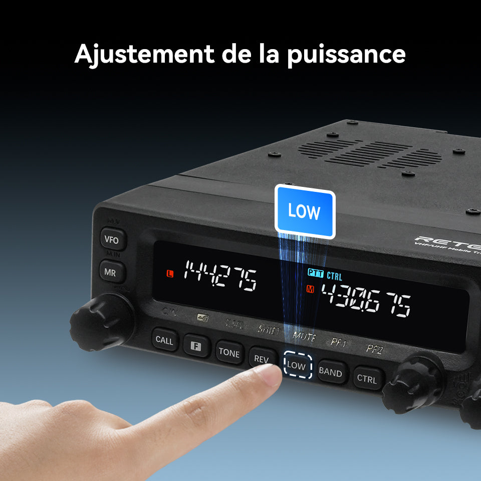 Radio mobile amateur Retevis MA1 50 W UHF VHF panneau amovible