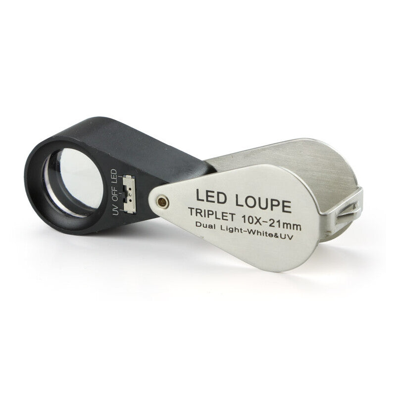 Loupe pliable 10x avec éclairage LED blanc et UV - Euromex