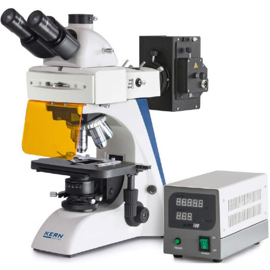 Microscope trinoculaire à fluorescence 40x-1000x WF10x/20 - Kern