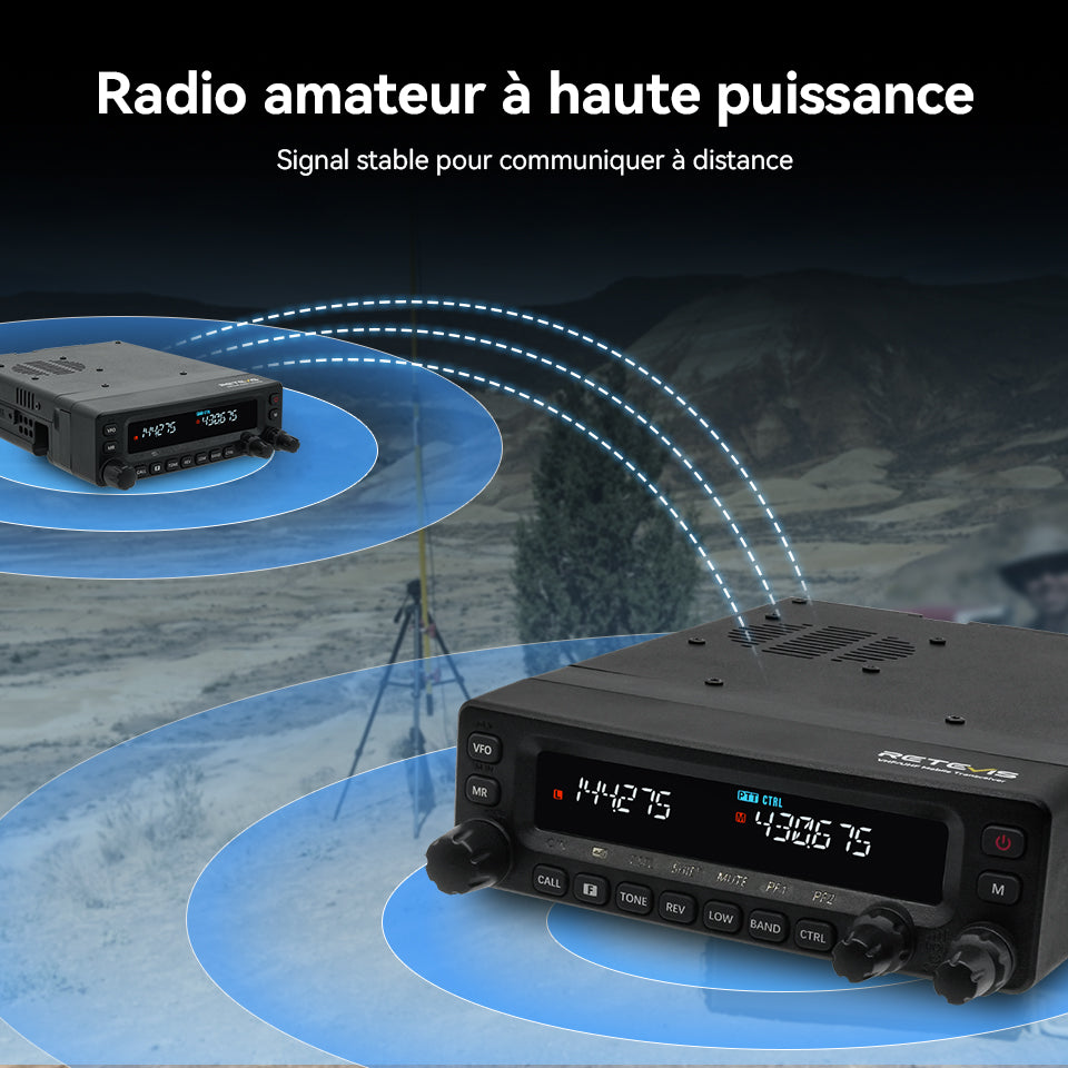 Radio mobile amateur Retevis MA1 50 W UHF VHF panneau amovible