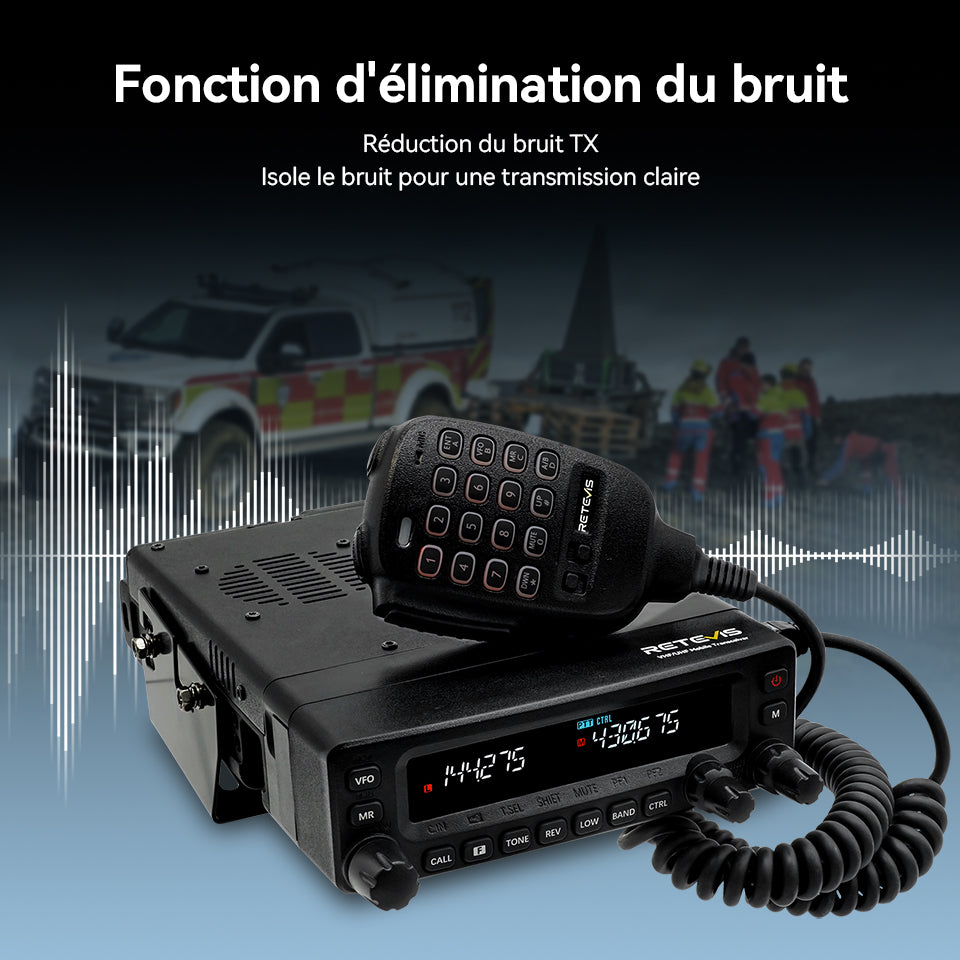 Radio mobile amateur Retevis MA1 50 W UHF VHF panneau amovible