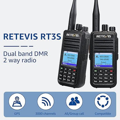 Radio DMR bibande UHF VHF RT3S 3000 canaux Retevis