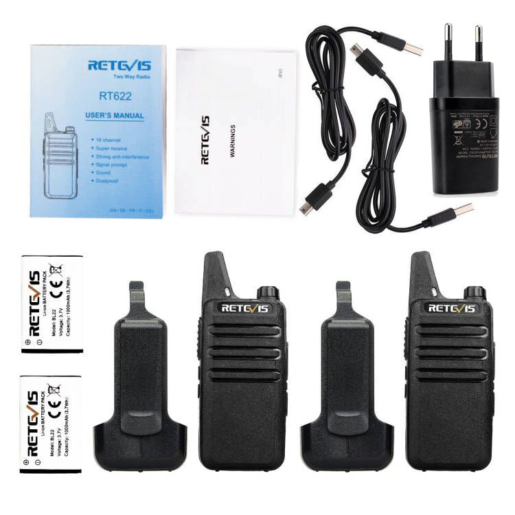 Lot de 2 talkies-walkies PMR446 super portables RT622 Retevis