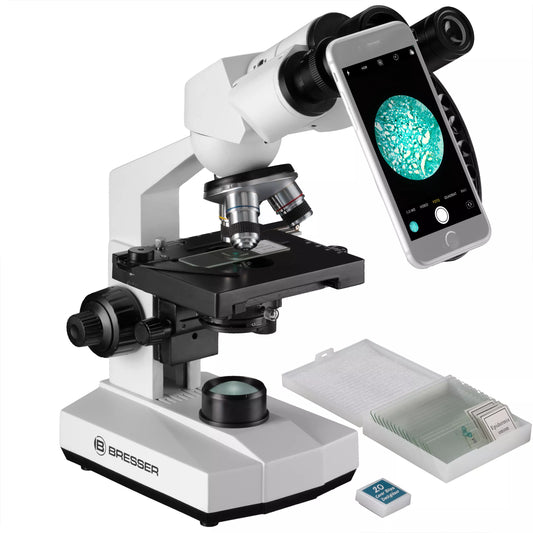 Microscope biologique BRESSER Erudit Basic Bino 40x-400x pour exploration en nature